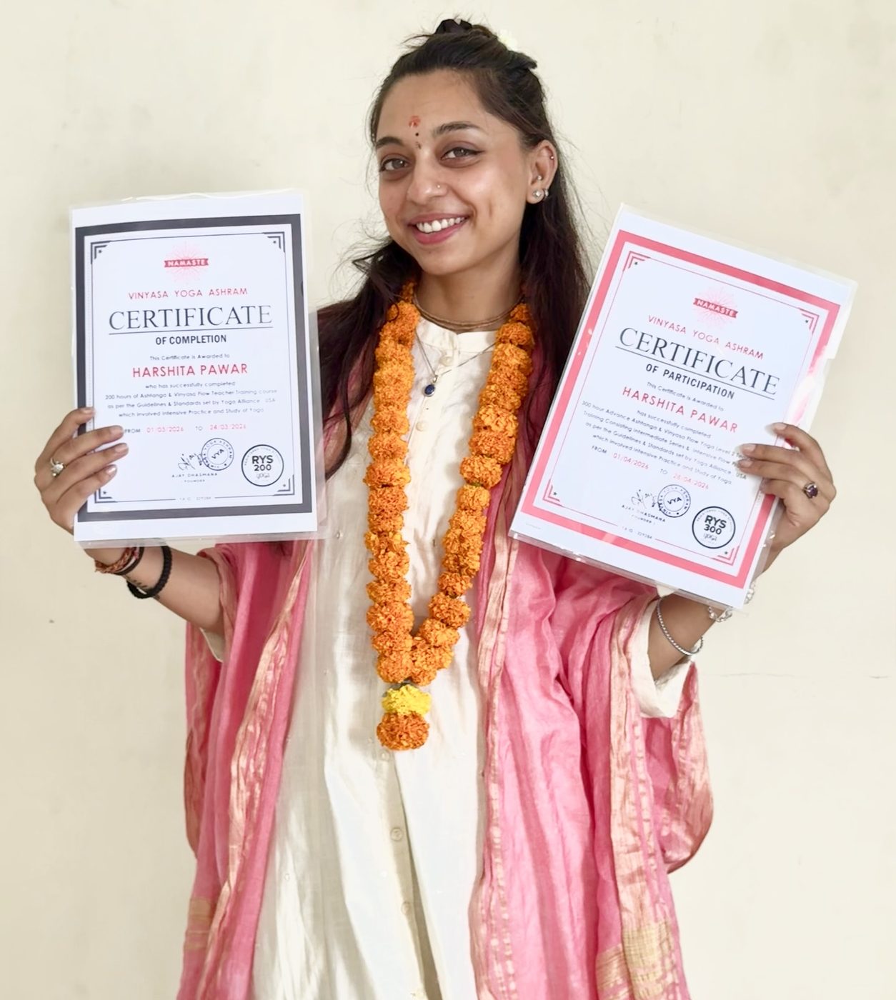 Certification day — 200 & 300-hour Vinyasa teacher training, Rishikesh